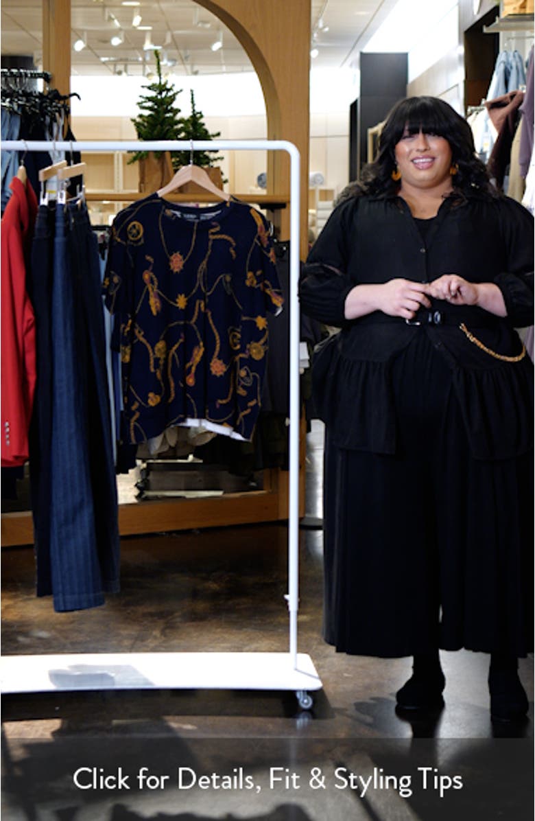 Eylah Medallion Print Short Sleeve Cotton & Modal Sweater, sales video thumbnail