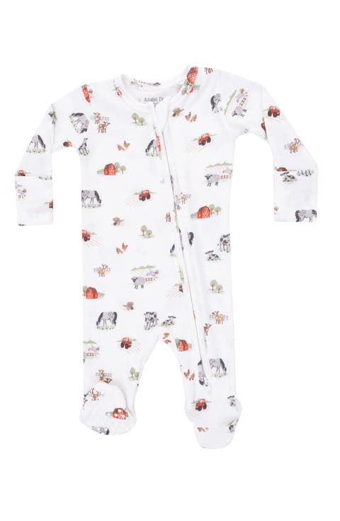 Little Farm Waffle Knit Zip Footie (Baby)