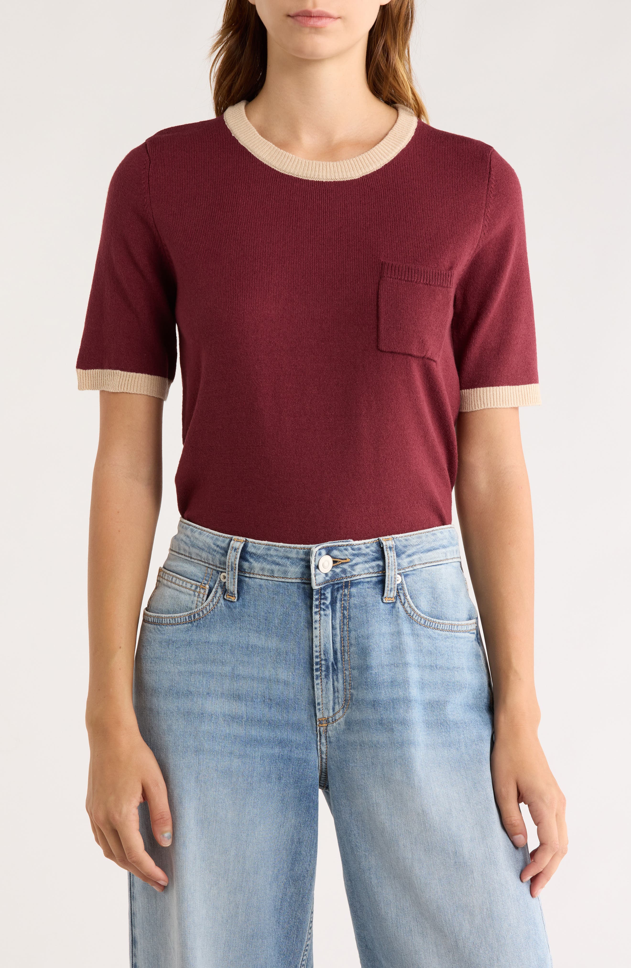 French Connection Babysoft Crop Ringer T-Shirt