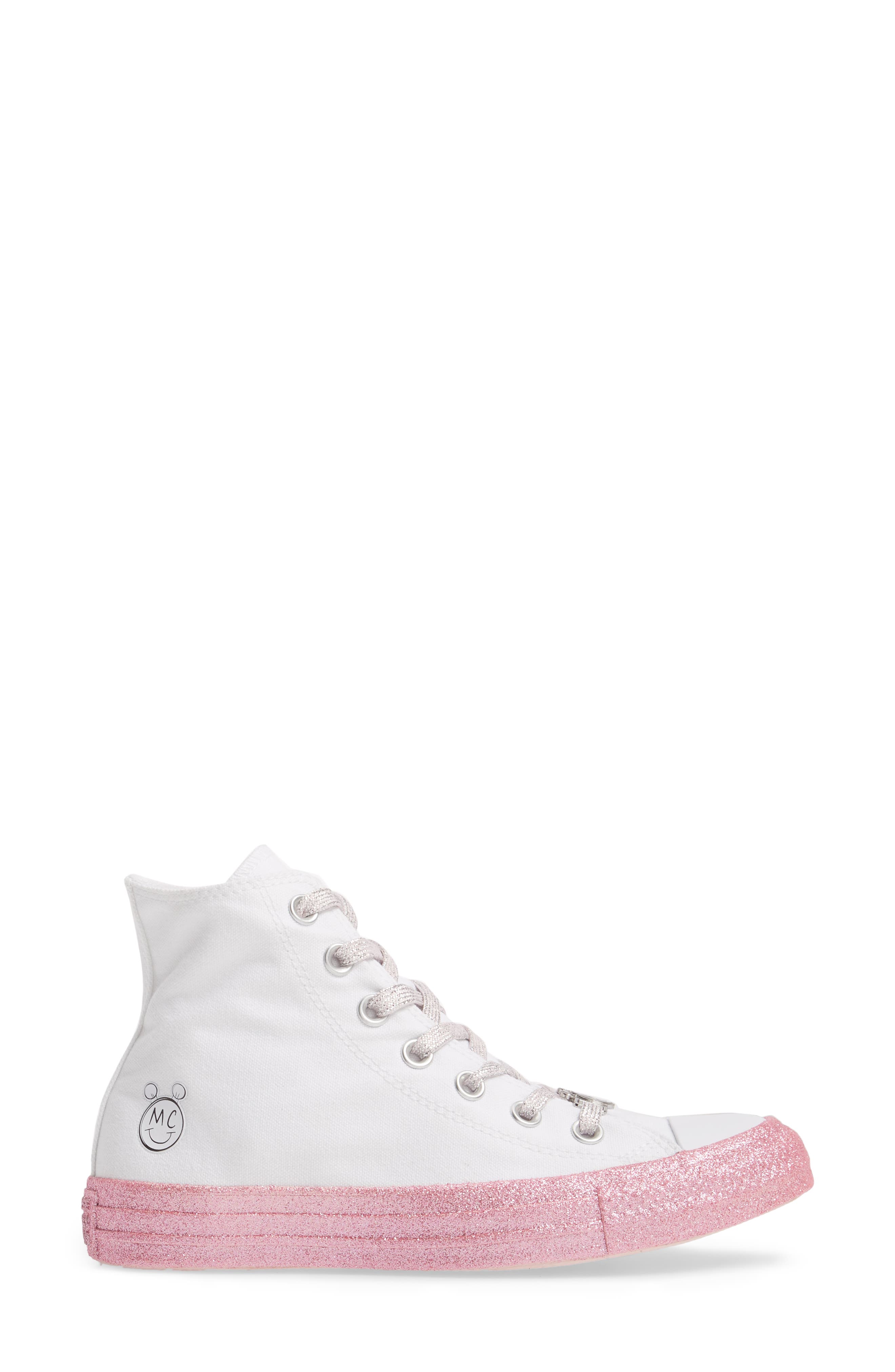 Converse x Miley Cyrus Chuck Taylor All Star Glitter High Top Sneaker, Alternate, color, 