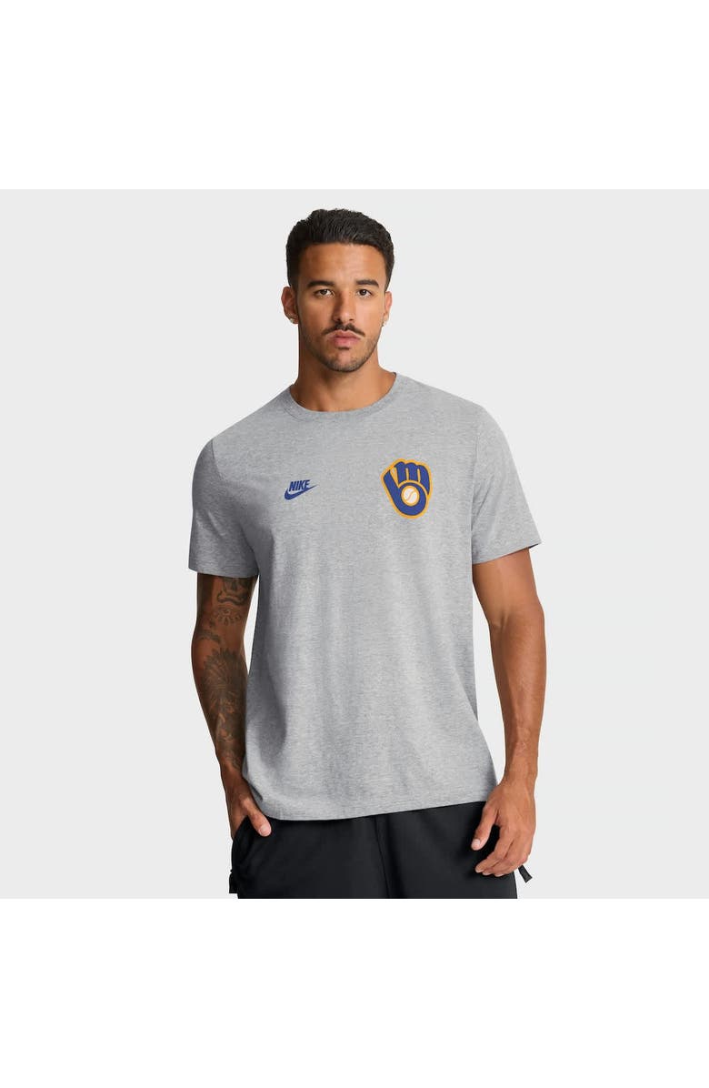 Nike Men's Nike Heather Gray Milwaukee Brewers Cooperstown 2-Hit T-Shirt, Main, color, Heather Gray