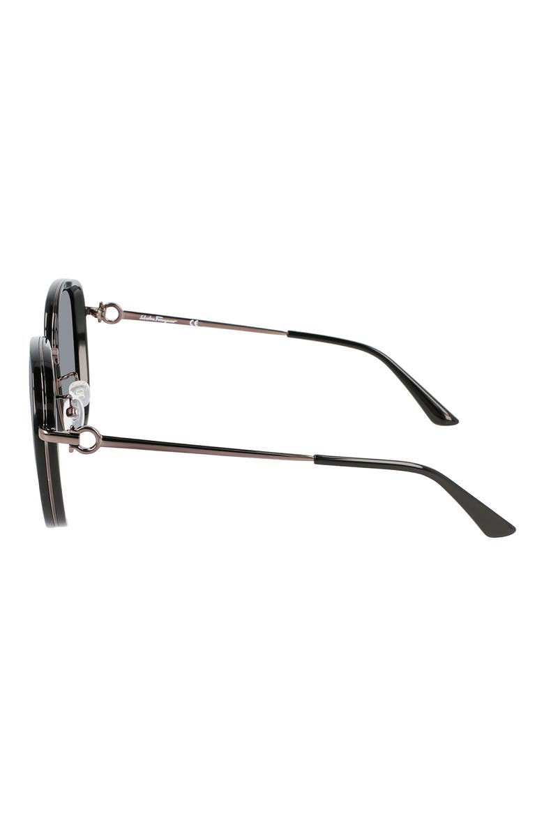 Salvatore Ferragamo 60mm Tea Cup Rectangle Sunglasses, Alternate, color, BLACK/ DARK RUTHENIUM