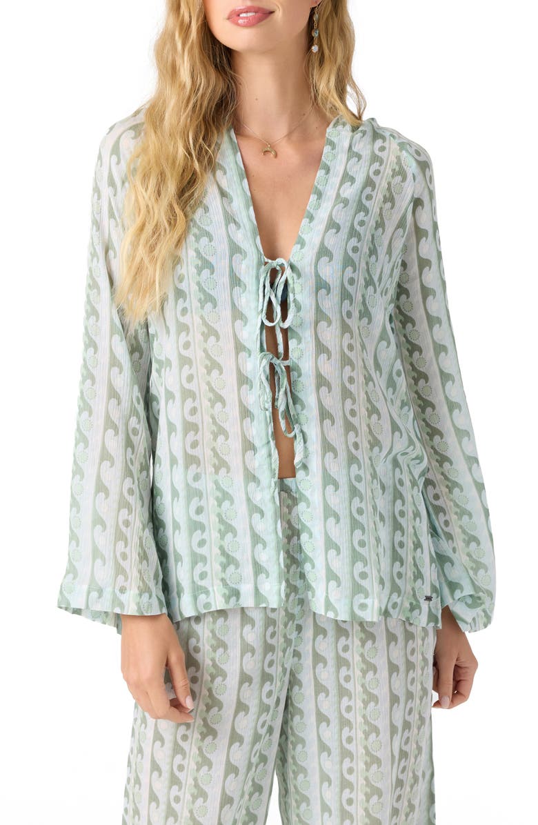 O'Neill Regina Print Hooded Cover-Up, Main, color, Starlight Blue