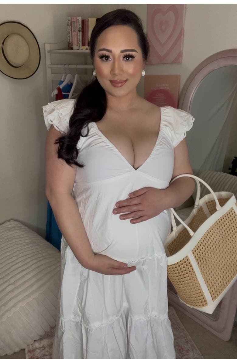 PinkBlush Ruffle Trim Maxi Dress, Alternate, color, Ivory