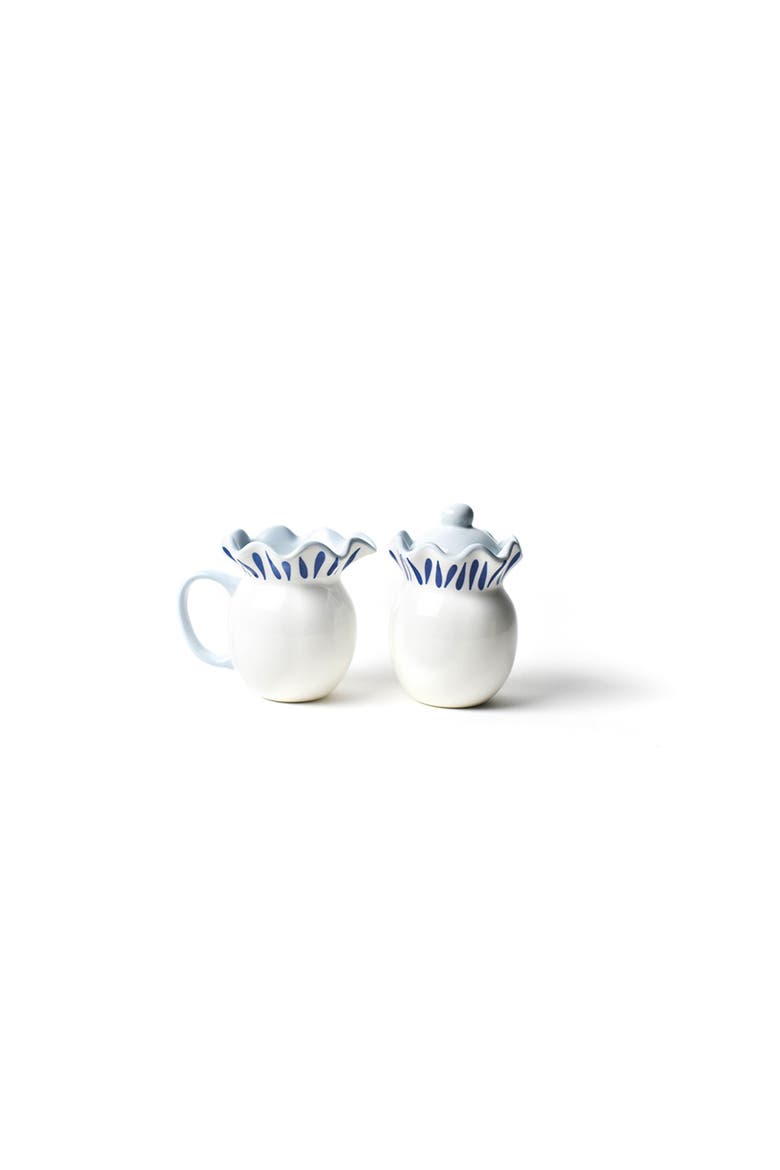 Iris Blue Drop Ruffle Cream and Sugar Set, Main, color, Blue