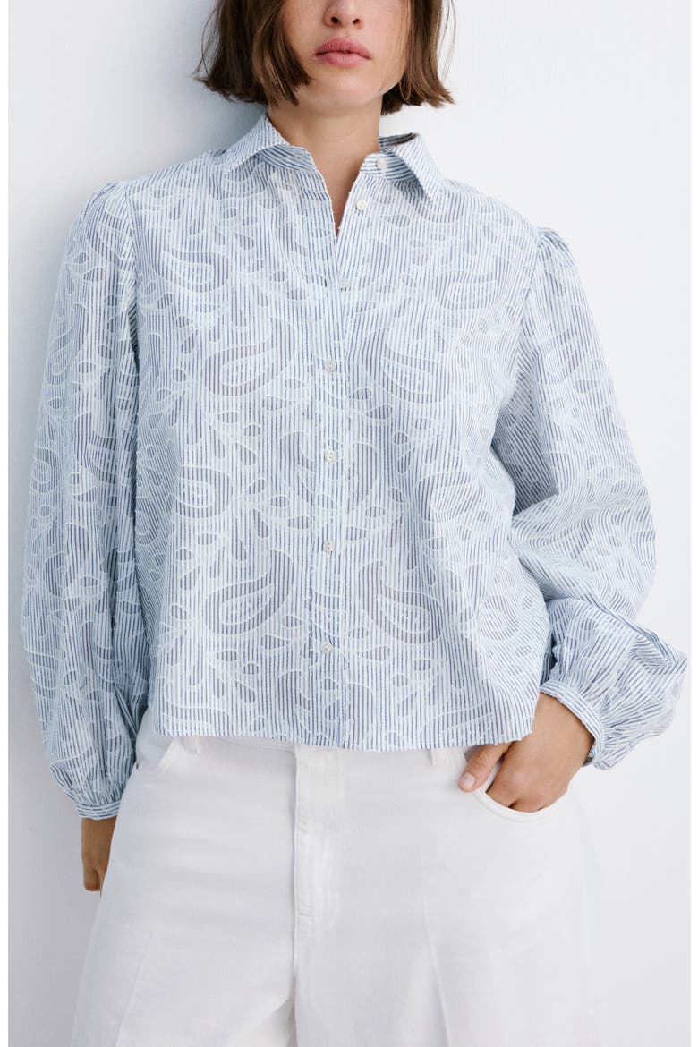 Embroidered Stripe Button-Up Shirt, Main, color, SKY BLUE