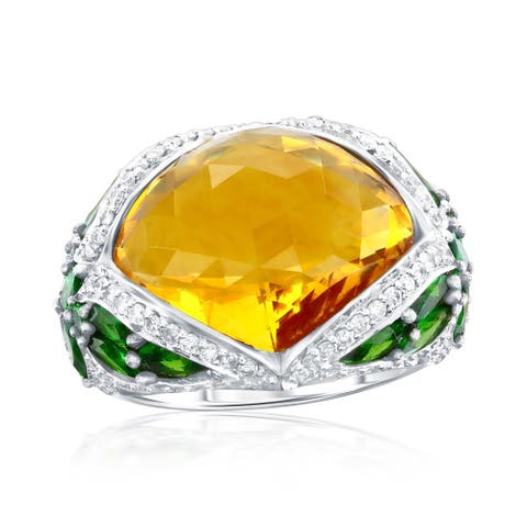 18K Gold Citrine & Diamond Ring