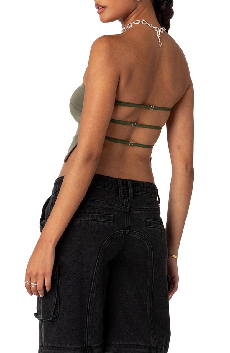 EDIKTED Tao Open Back Tube Top, Alternate, color, Olive