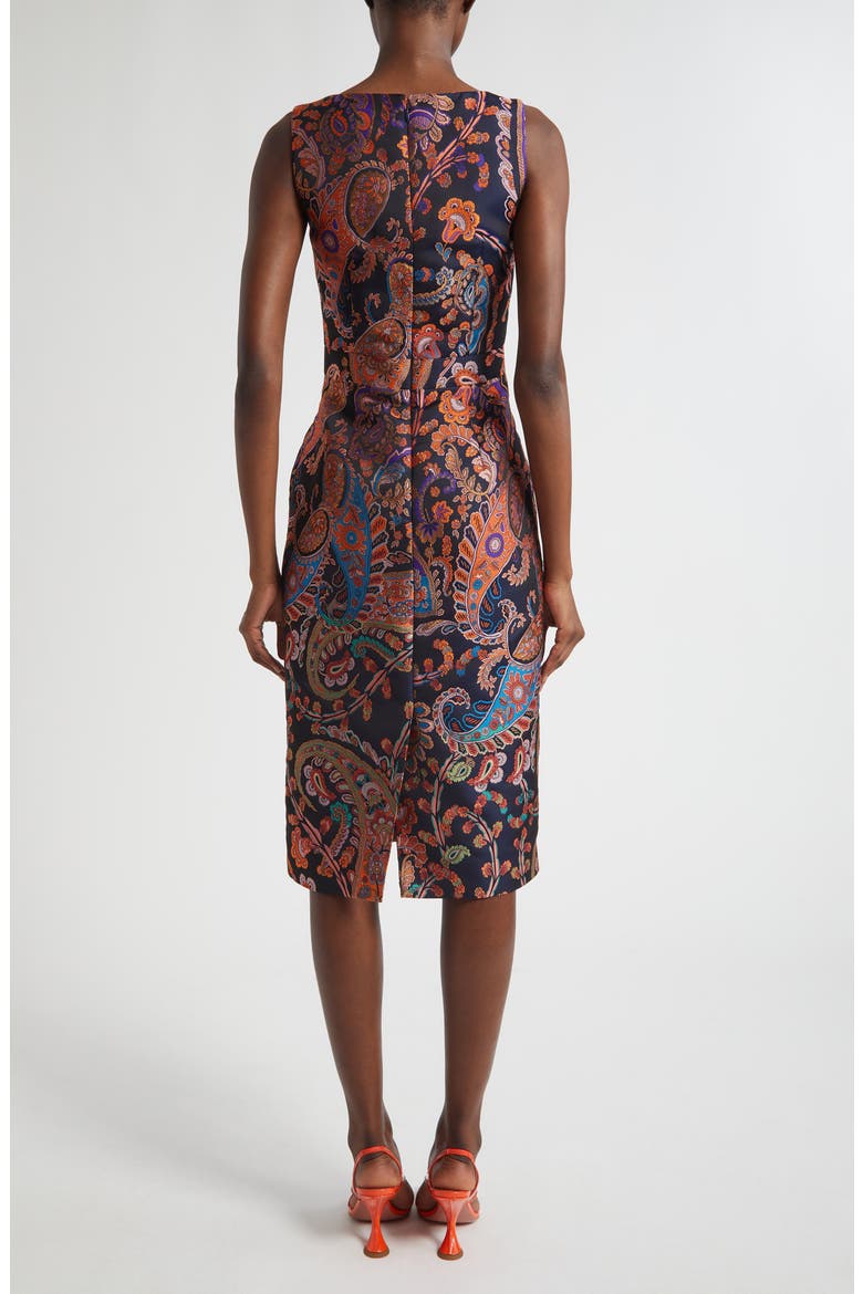 Paisley Jacquard Sleeveless Sheath Dress, Alternate, color, MULTICOLOR BLUE BASE