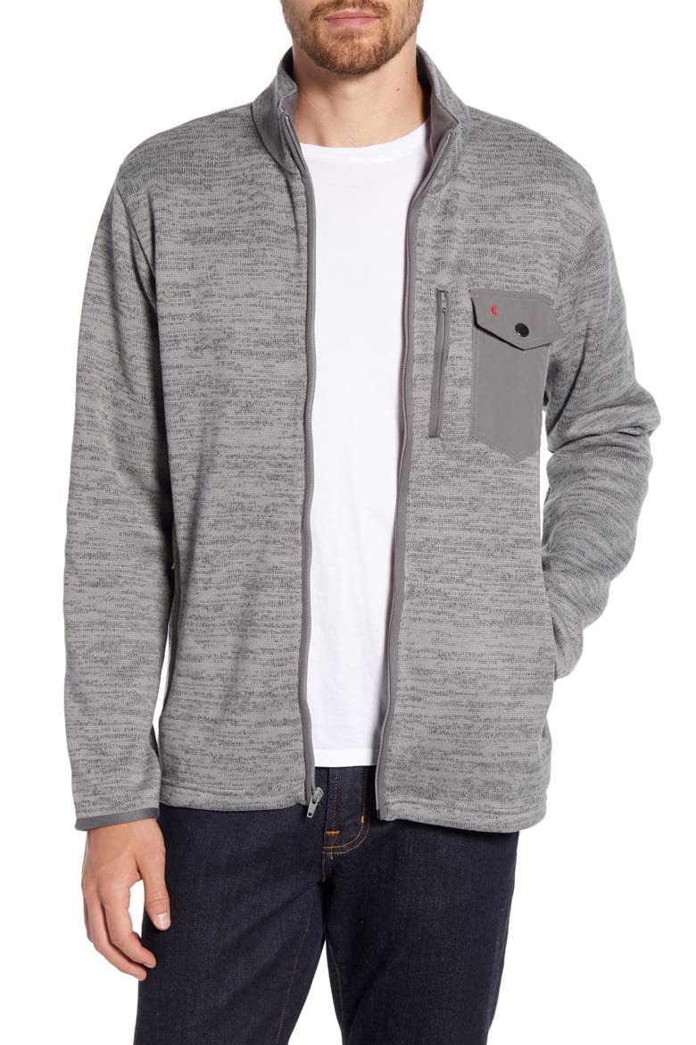 Fleece Zip Jacket, Main, color, GREY HEATHER