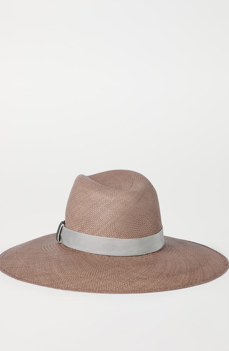 Brunello Cucinelli Straw fedora, Alternate, color, Brown