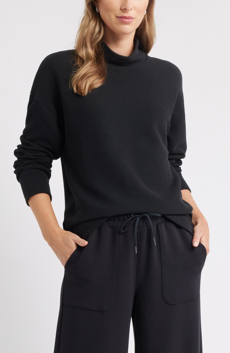Caslon<sup>®</sup> Mock Neck Ottoman Sweatshirt, Main, color, Black