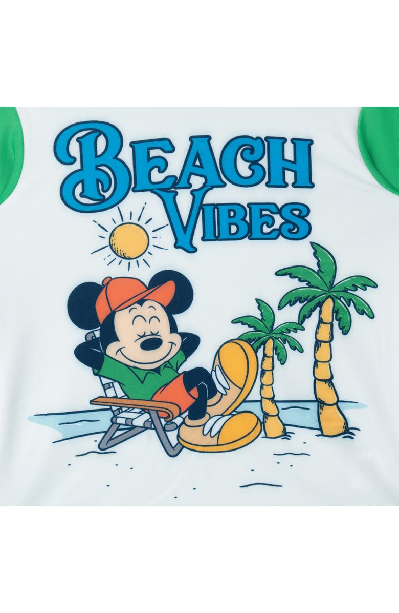 Disney Mickey Mouse Swimwear 2-Piece Rash Guard and Swim Trunks Set, Alternate, color, Mickey Beach Green