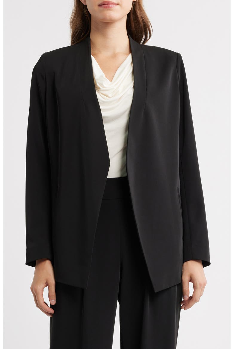 Traveler's Open Front Stretch Gabardine Jacket, Main, color, ANNE BLACK
