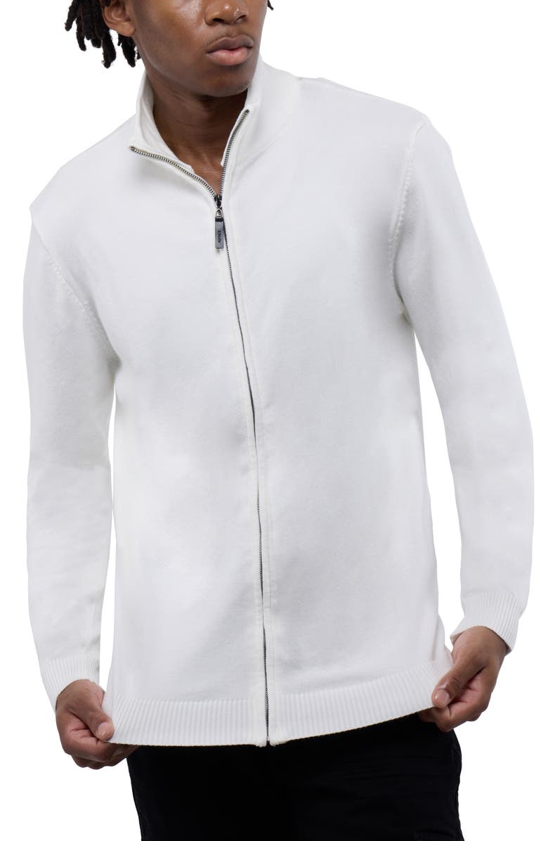 XRAY Mock Neck Full Zip Sweater, Alternate, color, Off White