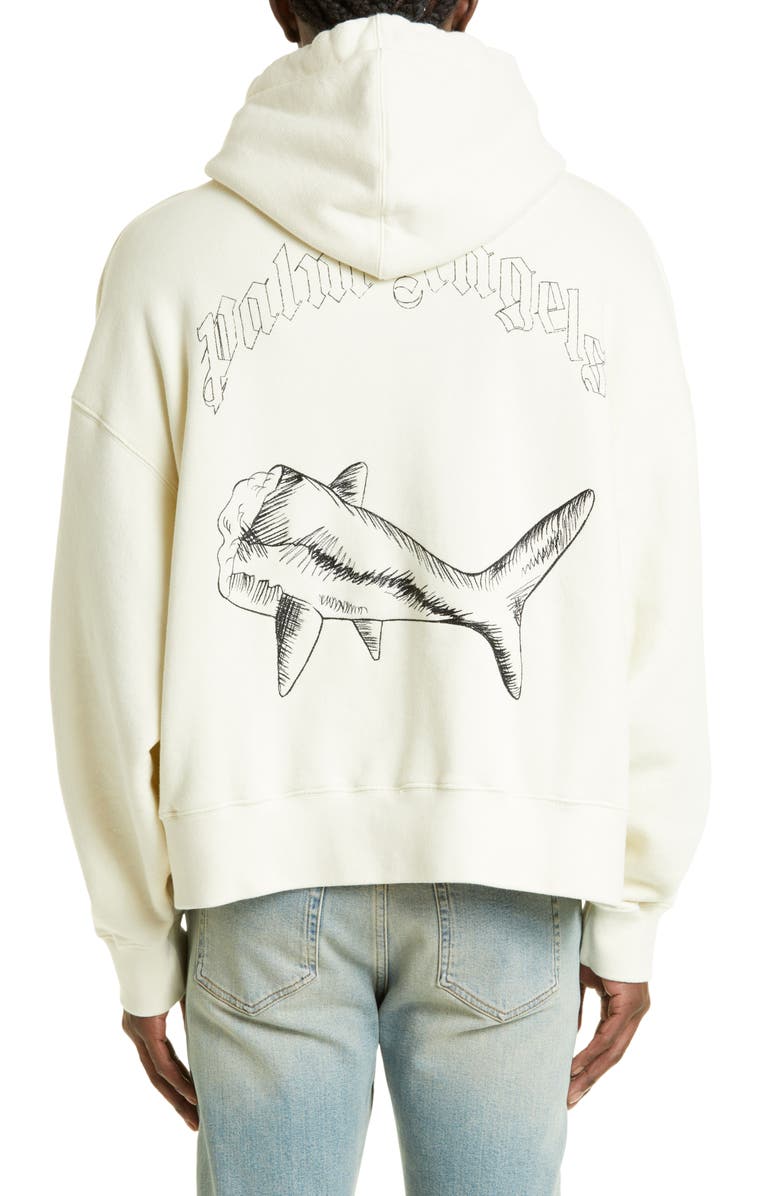 Palm Angels Split Shark Cotton Graphic Hoodie, Alternate, color, 