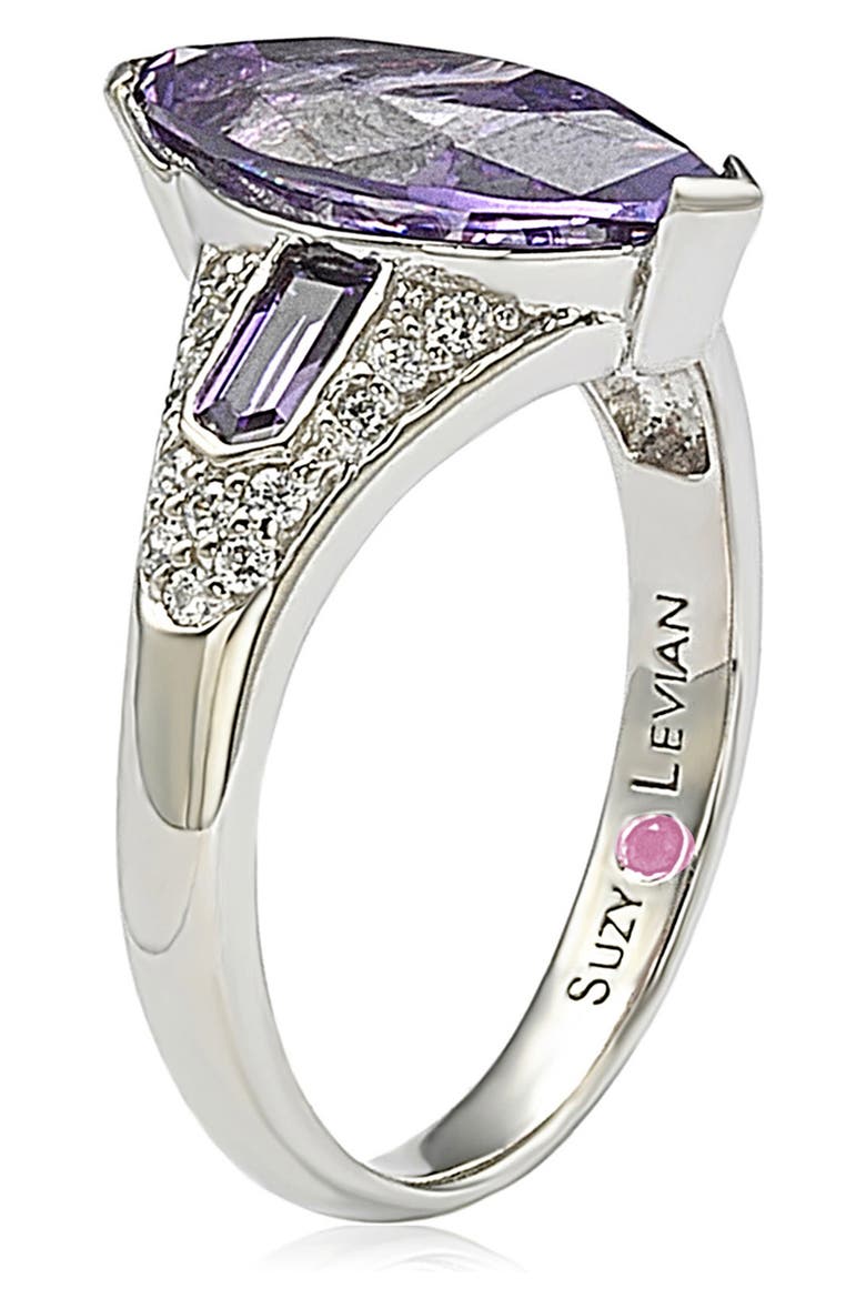 Sterling Silver Purple CZ Marquise Ring, Alternate, color, PURPLE