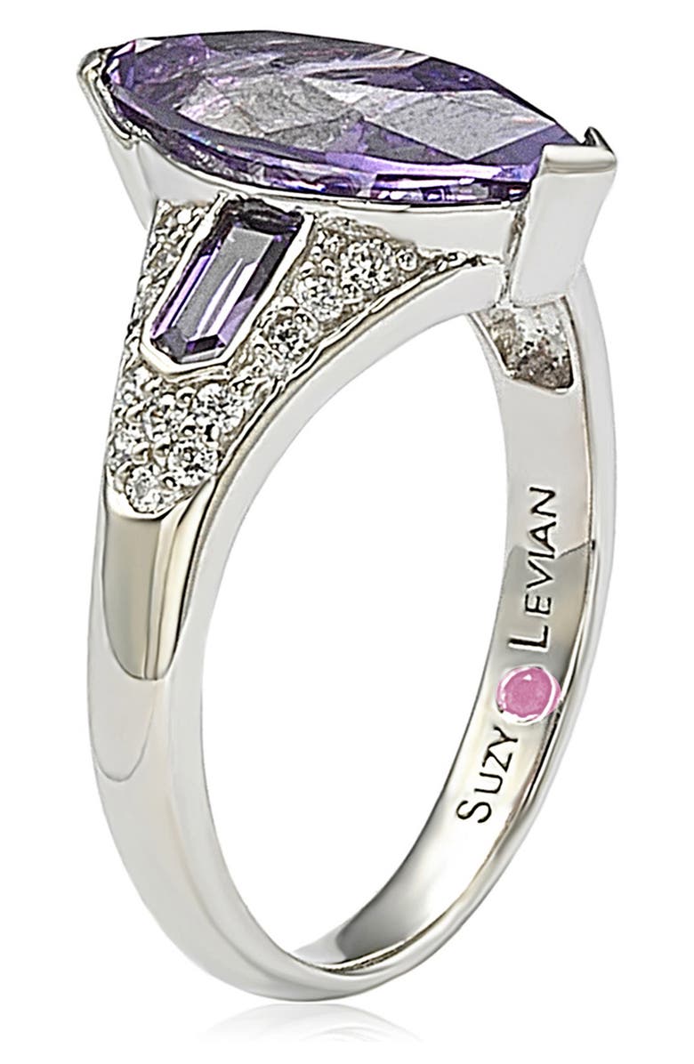 SUZY LEVIAN Sterling Silver Purple CZ Marquise Ring, Alternate, color, Purple