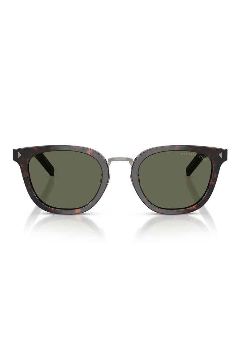 52mm Polarized Cat Eye Sunglasses, Main, color, ROOT HAVANA / GREEN POLAR