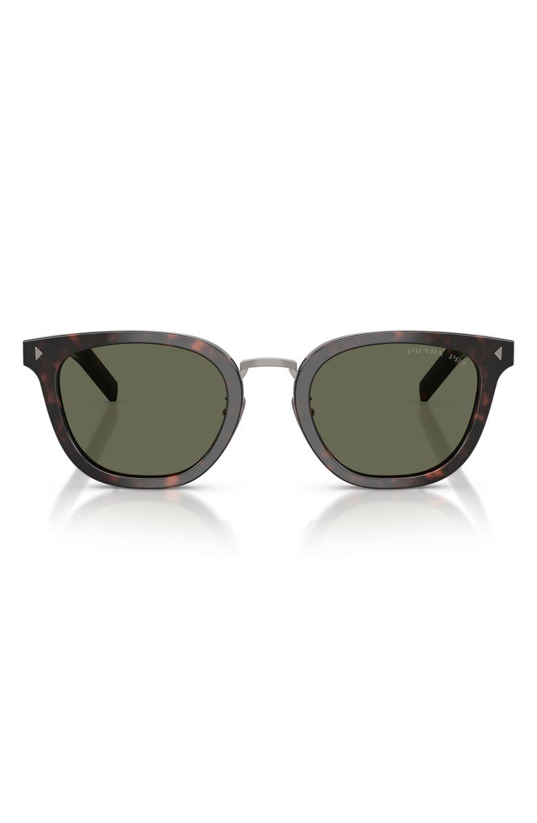 Prada 52mm Polarized Cat Eye Sunglasses, Main, color, Root Havana / Green Polar