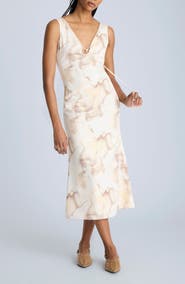 Kenneth Cole Floral Print Sleeveless Midi Dress