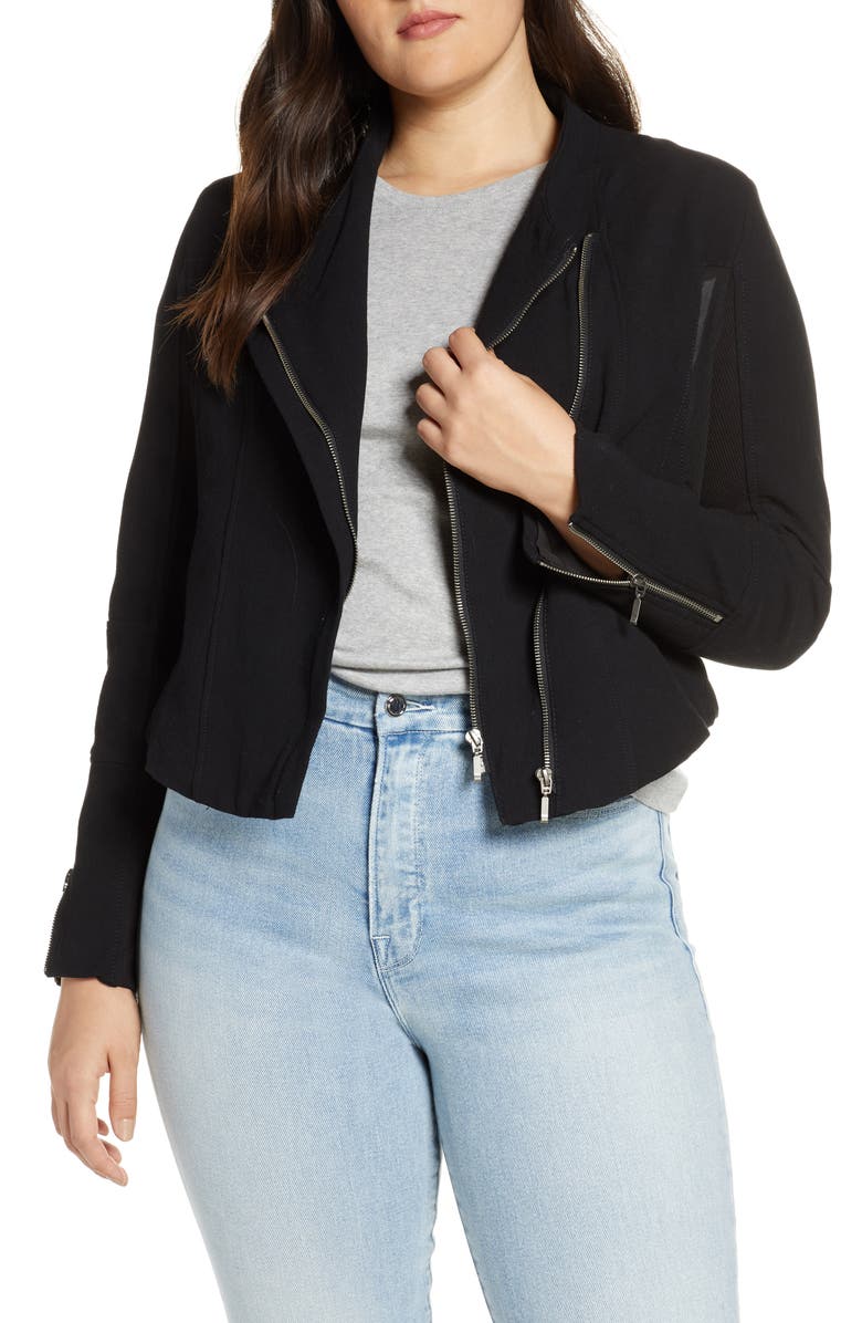 BLANKNYC Mesh Detail Crepe Jacket, Alternate, color, 