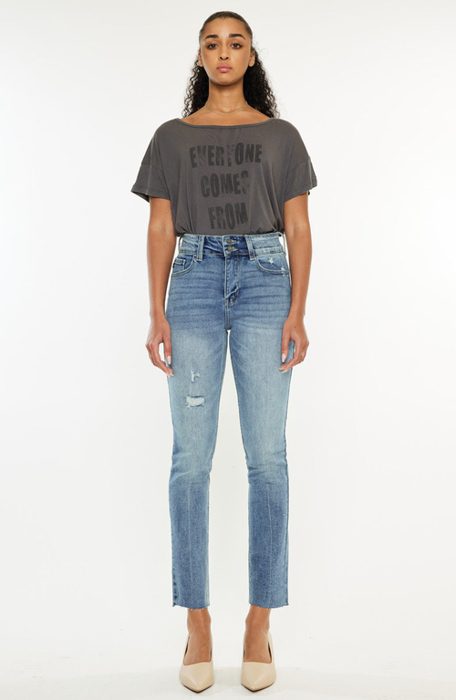 Kancan Carson High Rise Cigarette Leg Jeans In Blue