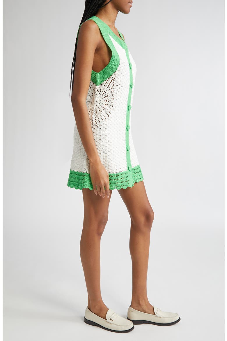 Chelsea Open Stitch Shift Dress, Alternate, color, IVORY TROPIC GREEN COLORBLOCK