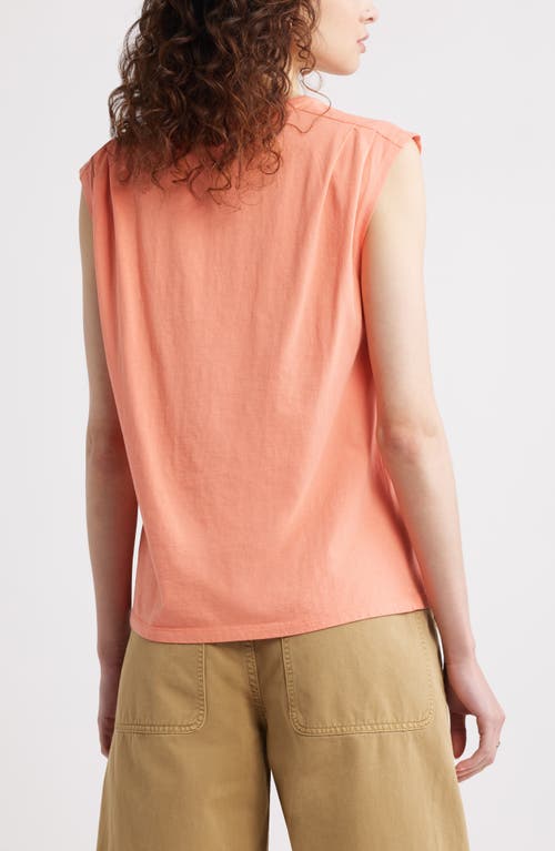 Treasure & Bond Pleat Shoulder Cotton Tank In Coral Apple