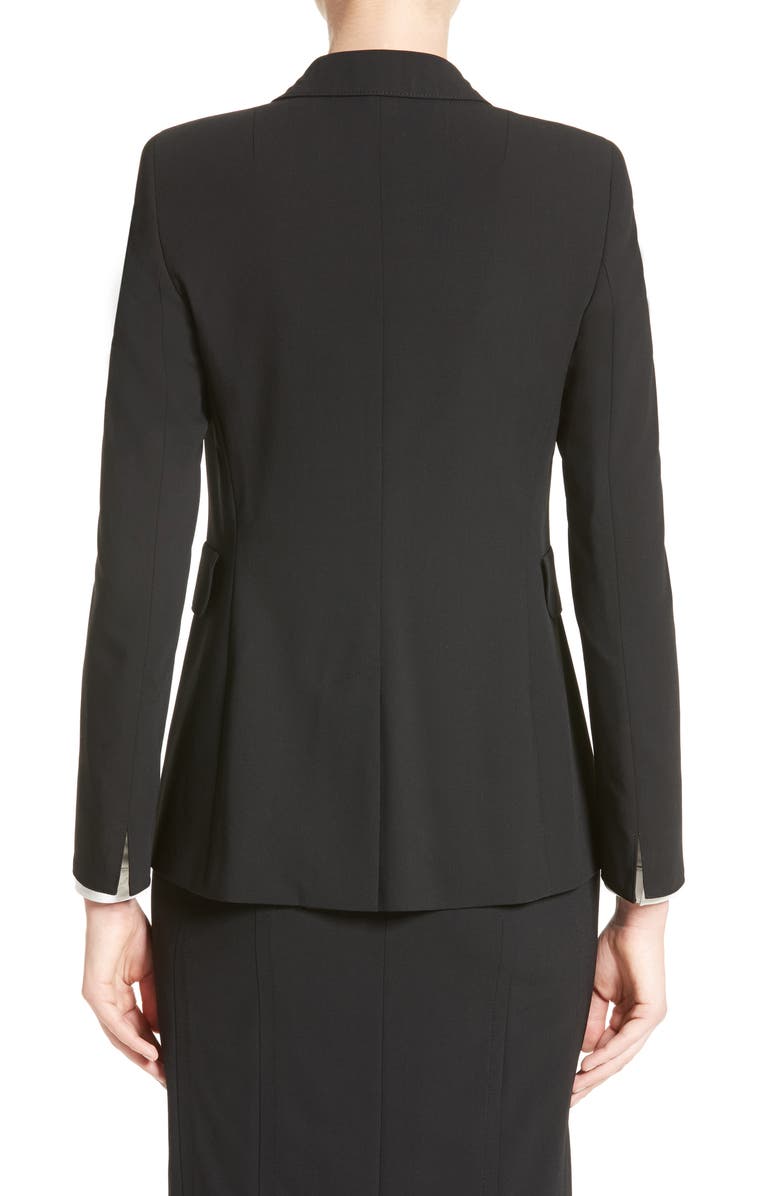 Akris punto Long One-Button Jacket, Alternate, color, Black