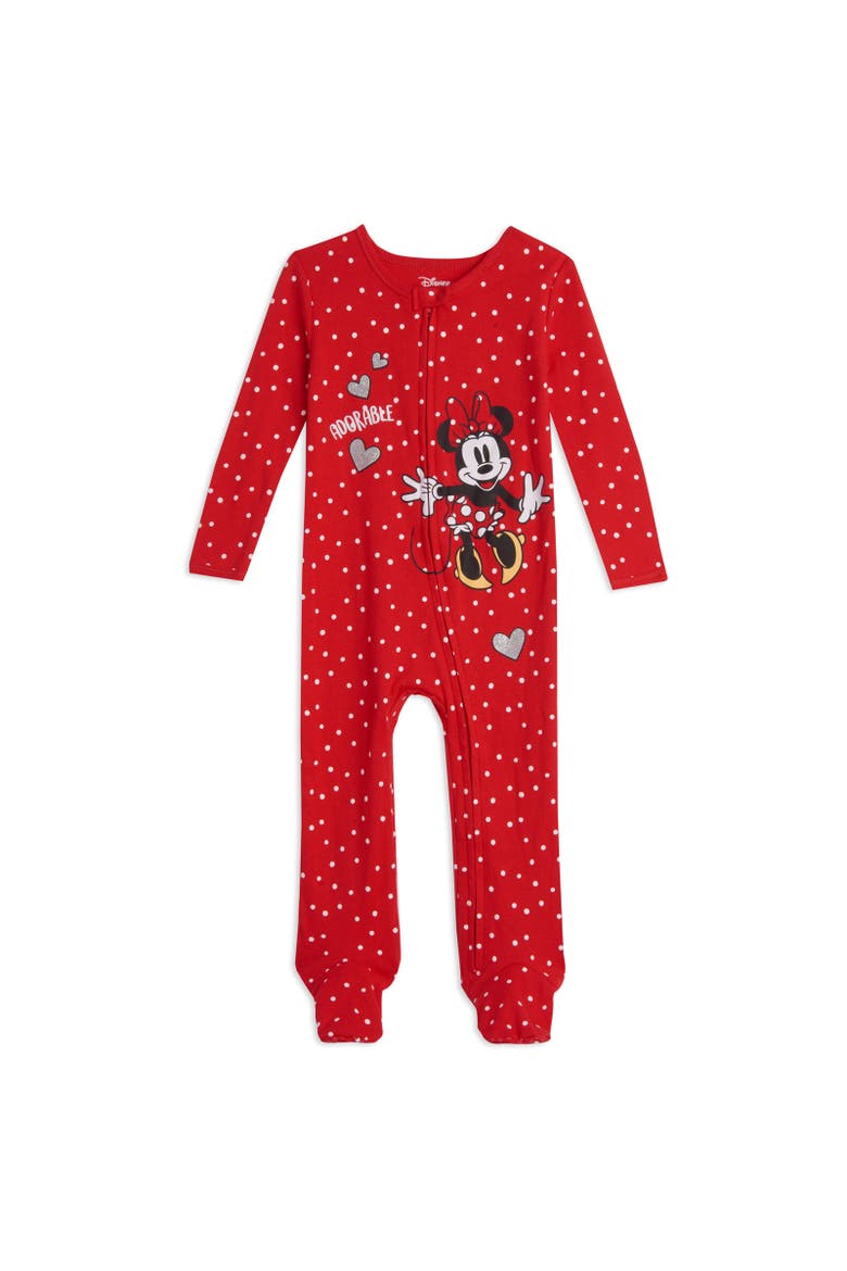 Minnie Mouse Baby Girls' 2-Pack Footed Sleep N' Play Coveralls, Alternate, color, Minnie Grey Red