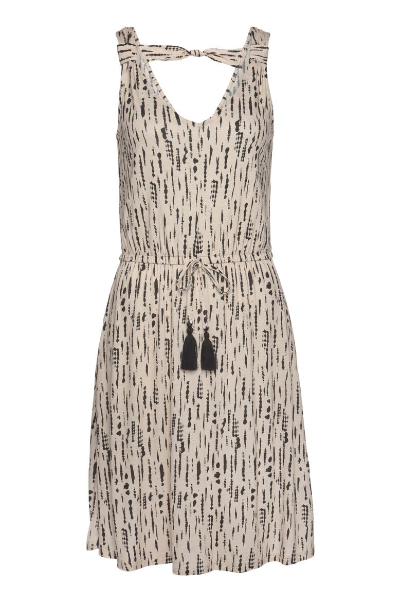 Sleeveless Printed V-Neck Dress, Alternate, color, Black & Beige