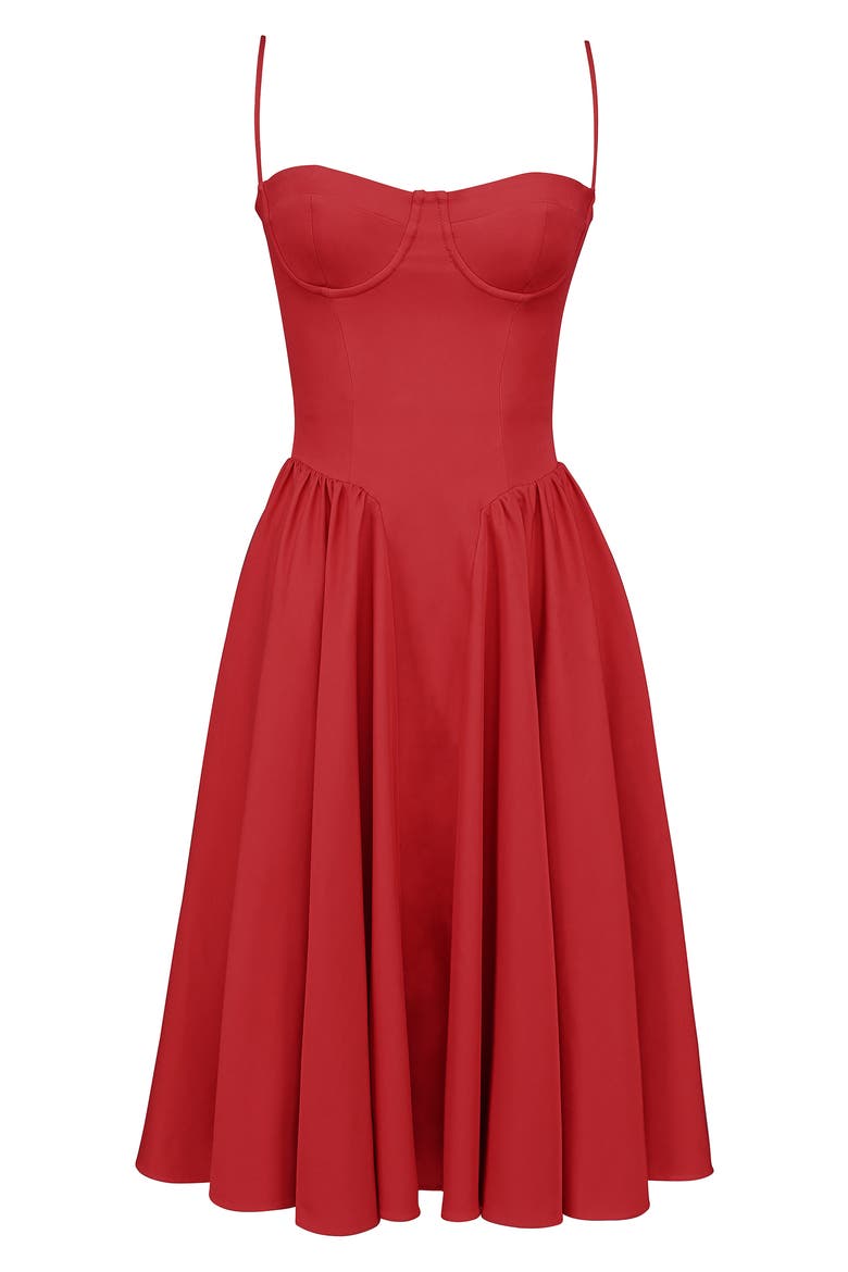 Samaria Fit & Flare Midi Cocktail Dress, Alternate, color, HAUTE RED