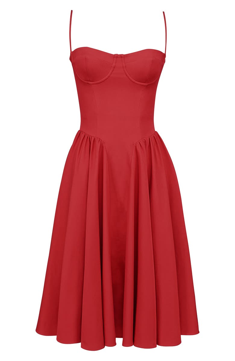 HOUSE OF CB Samaria Fit & Flare Midi Cocktail Dress, Alternate, color, Haute Red
