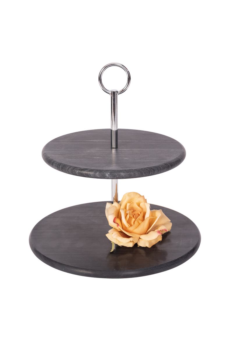 Artifacts Trading Company 2-Tier Round Dessert Plate, Alternate, color, Black Matte
