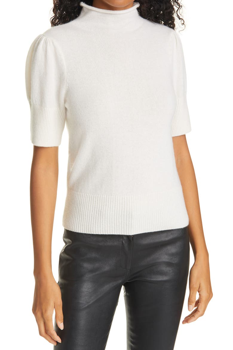 Annabelle Short Sleeve Cashmere Sweater, Main, color, IVORY