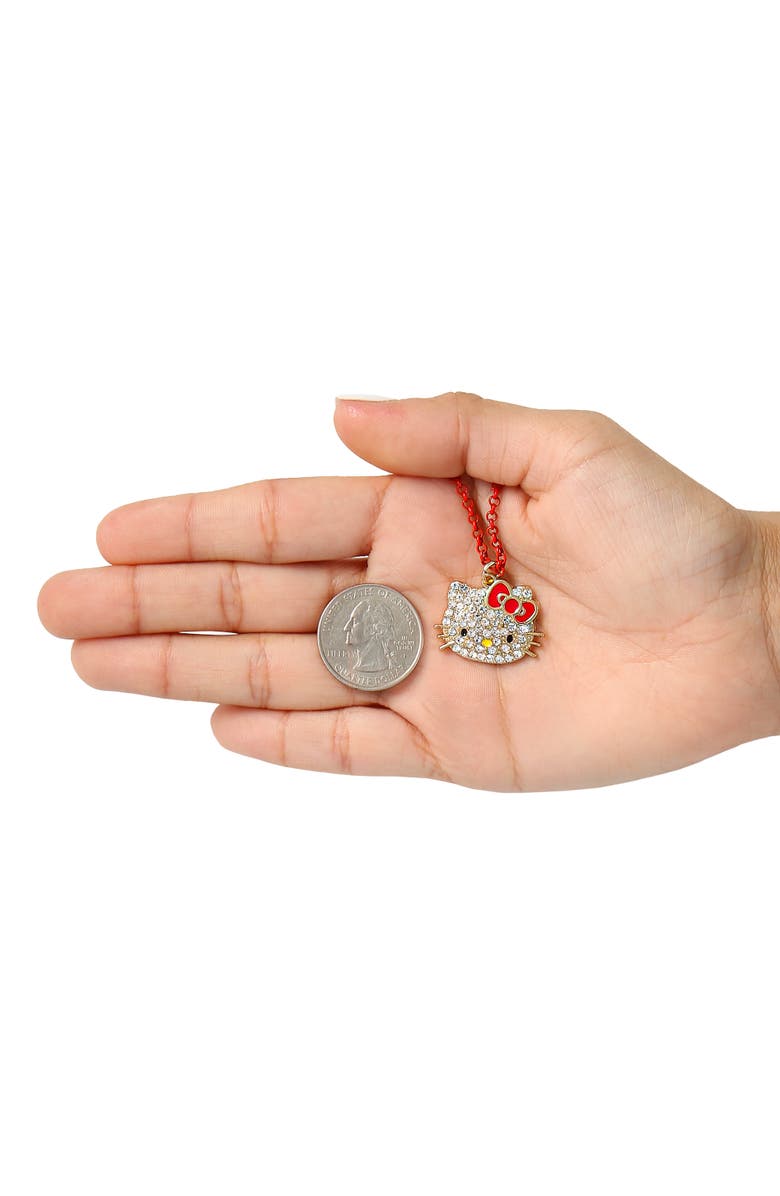 Hello Kitty Pave Pendant Necklace with Neon Red Chain, 16"+ 3", Alternate, color, 