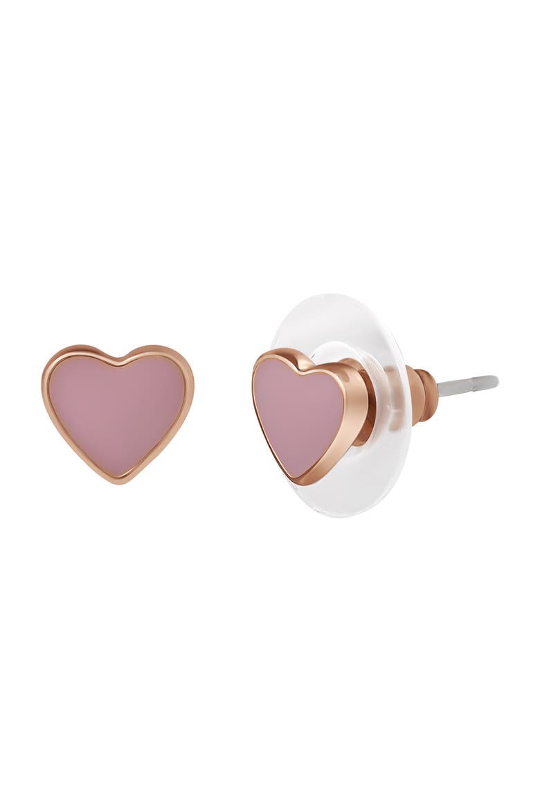 Kids Heart Charm Necklace and Earrings Set, Alternate, color, gold, pink