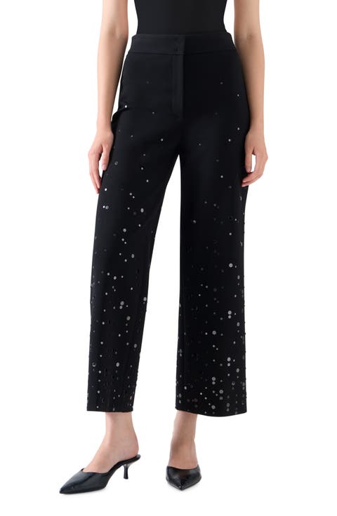 Chieko Embellished Crop Wide Leg Pants