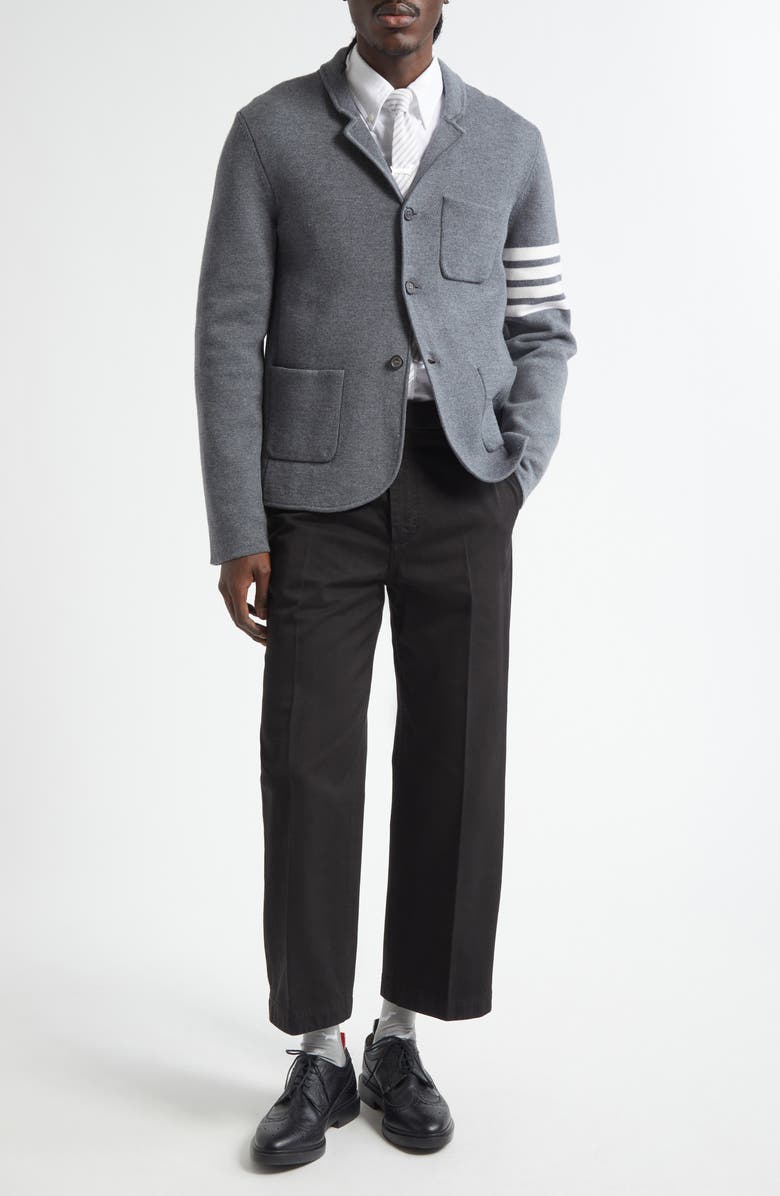 Thom Browne Cotton Twill Crop Chinos, Alternate, color, Black