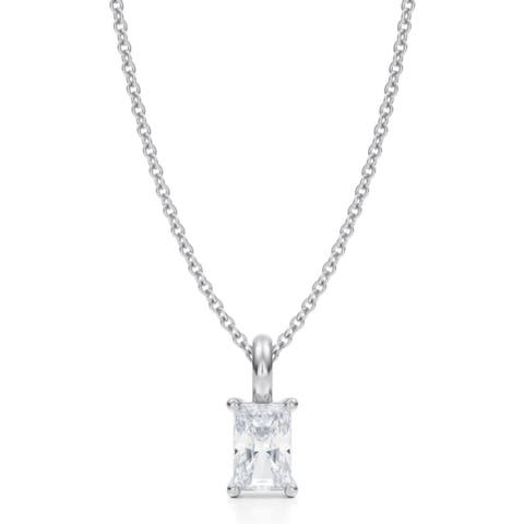 Radiant Solitaire Lab Diamond Pendant Necklace 14K 0.50ct