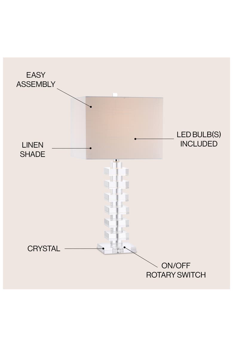 June 28" Crystal LED Table Lamp, Clear, Alternate, color, Clear