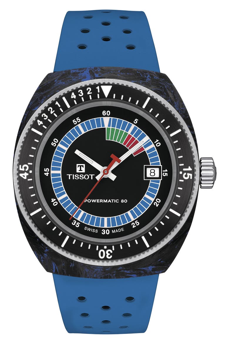 Sideral S Powermatic 80 Rubber Strap Watch, 41mm, Main, color, BLUE