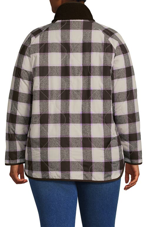 Lands' End Plus Size High Pile Fleece Reversible Mixed Media Long Jacket In Multi