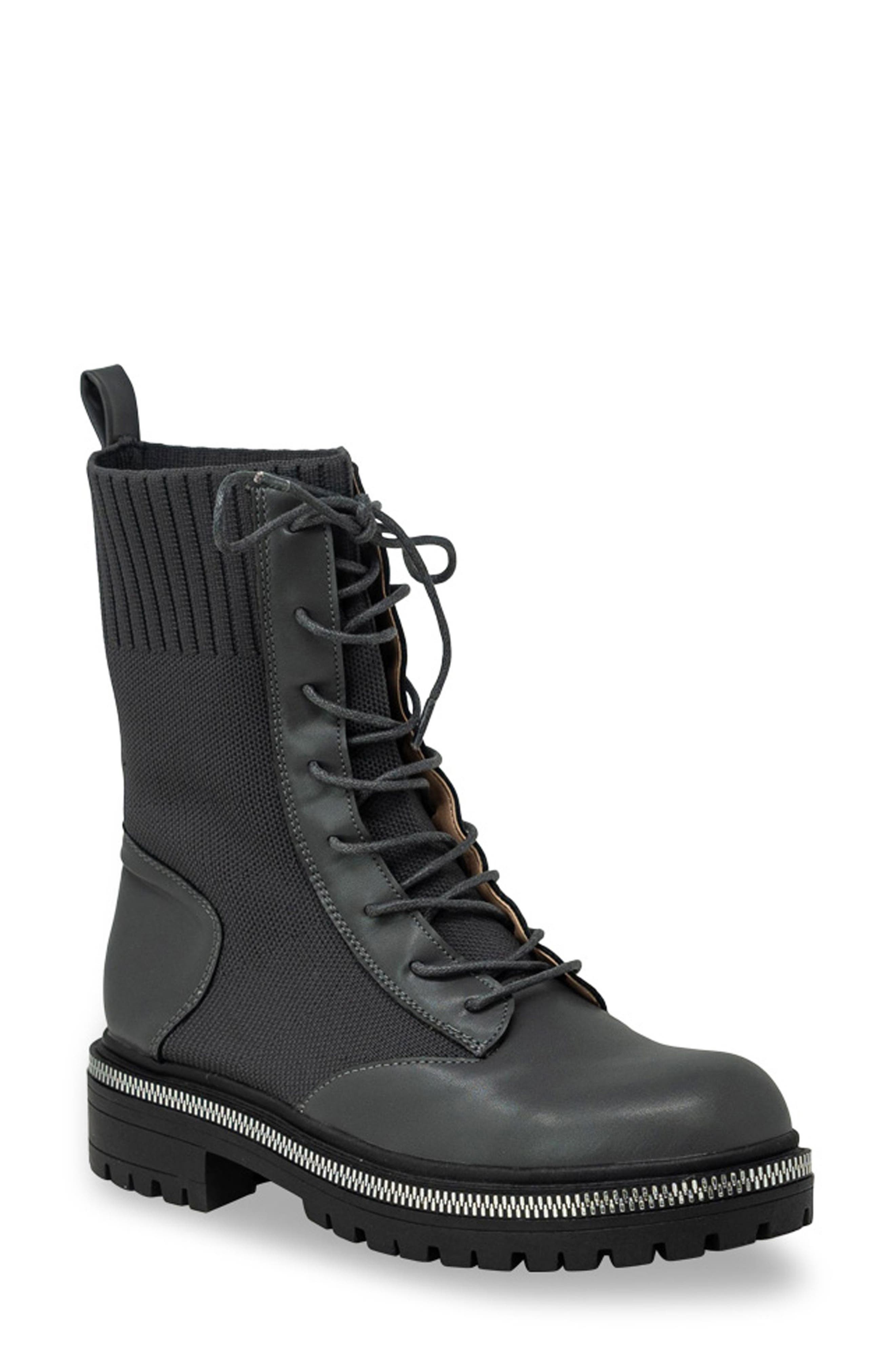 CHASE AND CHLOE Zipper Trim Knit Boot