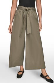 Donna Karan New York Mid Rise Wide Leg Crop Stretch Cotton Pants