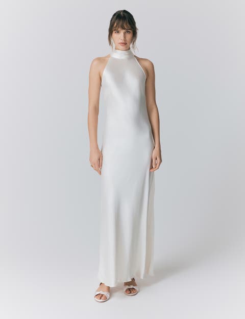Amaia Halter Neck Satin Maxi Dress