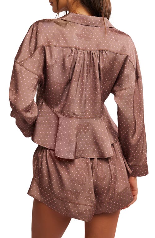 Free People Beauty Sleep Short Pajamas In Chocolate Combo Dot