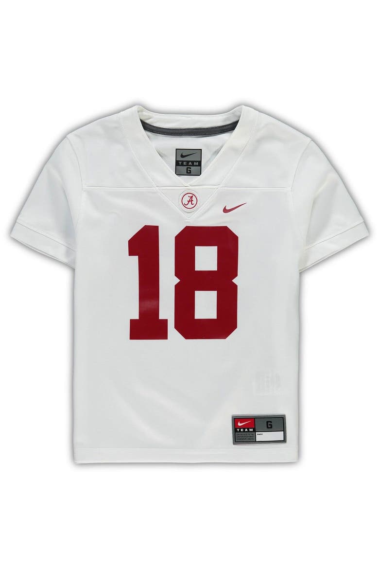 Preschool Nike #18 White Alabama Crimson Tide Untouchable Football Team Jersey, Alternate, color, White