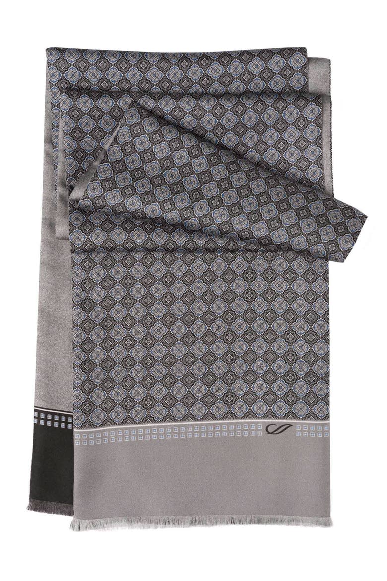 Palazzo - Silk Scarf for Men, Main, color, Charcoal